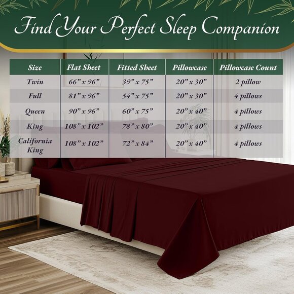 6- NIB Bamboo Sheets KingSize 6 pcs-Ultra Soft & Luxuriously Cooling, 17" Deep - Picture 8 of 8